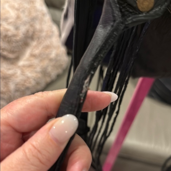 Black and White Fringe Leather Tote - Picture 9 of 15